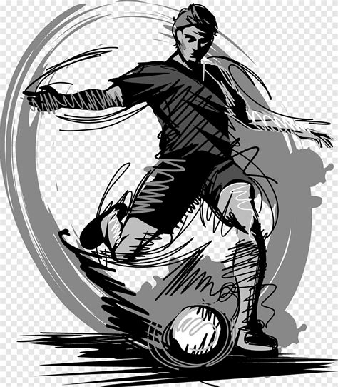Man Playing Soccer Illustration Football Player Drawing Sketch Play