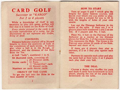 The values for the cards in a golf card game are as follows: Card Golf - The World of Playing Cards