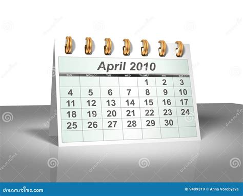 Desktop Calendar 3d April 2010 Stock Illustration Illustration Of