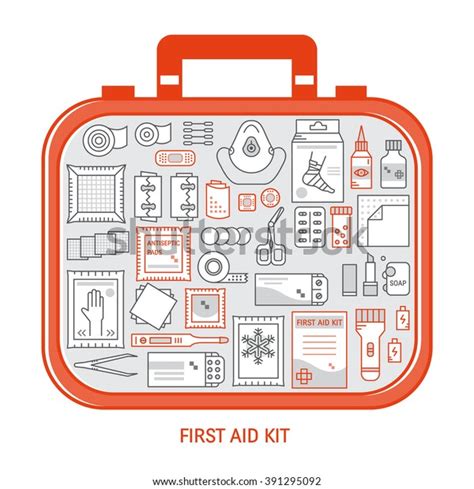 Red First Aid Kit Different Objects Stock Vector Royalty Free 391295092