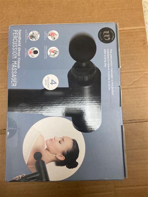 Wayland Square Handheld Deep Tissue Percussion Massager 4 Attachments Black Brand New Buya