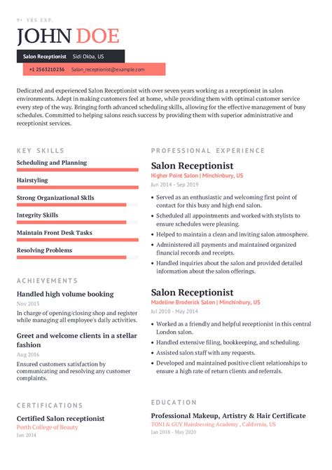 Starting a beauty parlour doesn't require enormous effort, but it needs planning and execution in the right direction. Resume Example for Beauty & Wellness job in 2020 | CraftmyCV