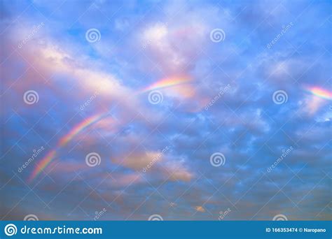 Rainbow Sunset Sky Landscape Blue Horizon Abstract Nature Beautiful