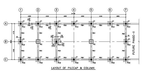 The Layout Of The Pile Cap And Column Detail Is Given In This Autocad