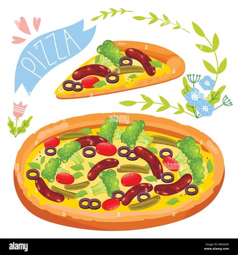 Slice Of Pizza Isolated On White Background Stock Vector Image And Art
