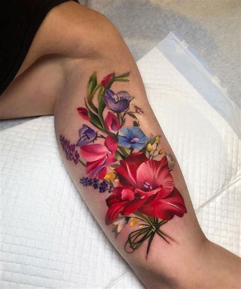Bouquet Of Wild Flowers Flower Tattoo Shoulder Wildflower Tattoo