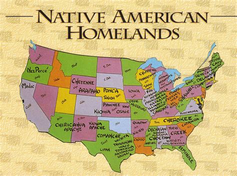 Usa Native American Homelands Map Postcard Native American Tribes Map Native American Map