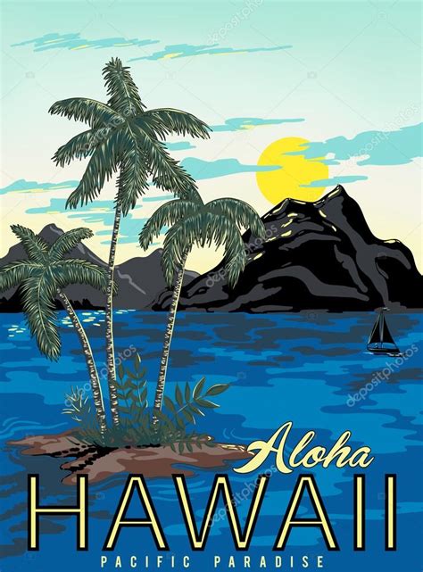 vector hawaii poster with vintage stylization ⬇ vector image by © katya grib vector stock