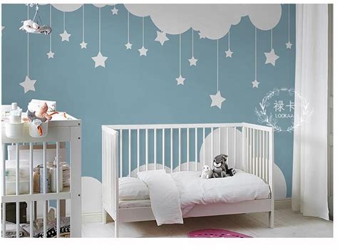 Lovely Simple Kids Nursery Clouds Wallpaper Wall Mural Two Etsy