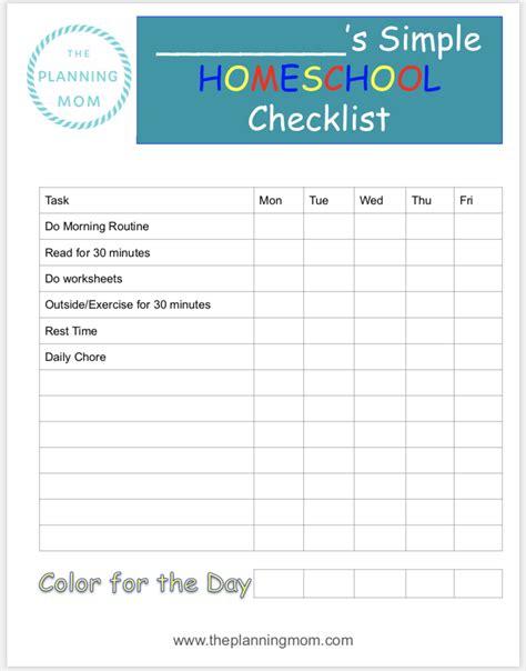 Simple Homeschool Checklist The Planning Mom