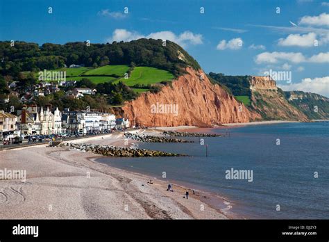 Red Sandstone Cliffs Of The Jurassic Coast At Sidmouth Devon England