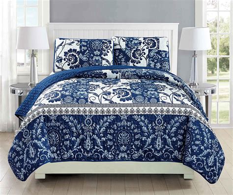 White And Blue Floral Bedding And Other Beautiful Print Design