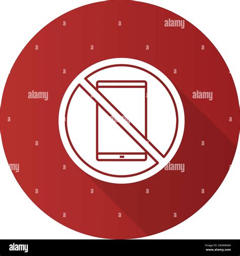 Forbidden Sign With Mobile Phone Flat Design Long Shadow Glyph Icon No