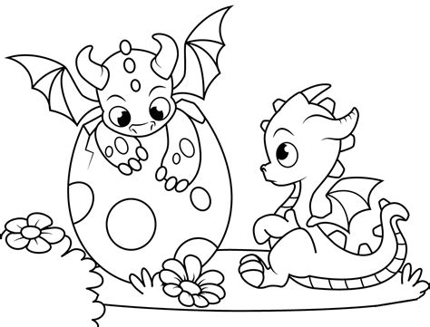 Baby dragon coloring pages easy. Baby Dragon Hatching Coloring Page - coloring.rocks! in ...