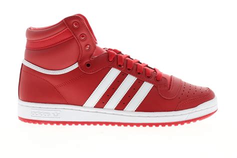 Adidas Top Ten Hi Ef2518 Mens Red Leather Lace Up High Top Sneakers Sh