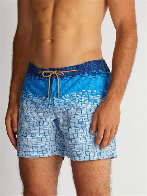 Thorsun Clay Slim Fit Mid Length Printed Swim Shorts In Blue For Men Lyst