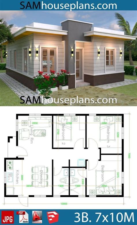 Dec 17 2019 House Plans 7x10 With 3 Bedrooms With Terrace Roof Sam