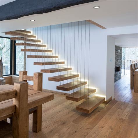 Glass Wall Railing Floating Staircase Wooden Staircase Design