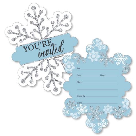 Winter Wonderland Shaped Fill In Invitations Snowflake Holiday