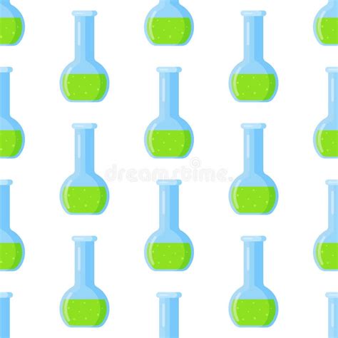 Vector Illustration Of The Pattern Of Chemical Test Tubes And Flasks