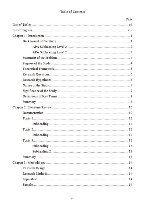 Apa format guidelines for the table of contents in a thesis or dissertation, the table of contents comes between your abstract and your introduction. A down and dirty discussion of the dissertation proposal ...