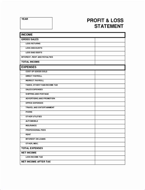11 Sample Profit And Loss Statement Excel Template Excel Templates