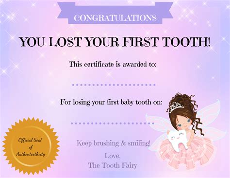 Tooth Fairy Cards Printable Stephenson