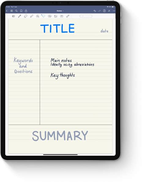 Free Cornell Notes Template Goodnotes