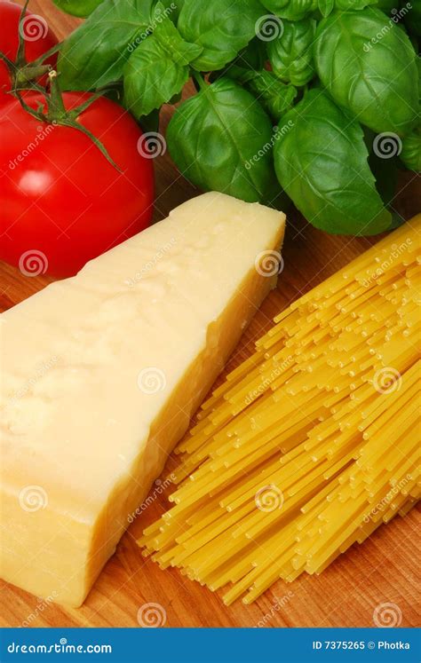 Ingredients For Pasta Stock Image Image Of Parmesan Basil 7375265