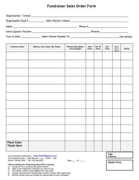 fundraiser order form | Fundraiser Order Form Template | Fundraising order form, Order form 