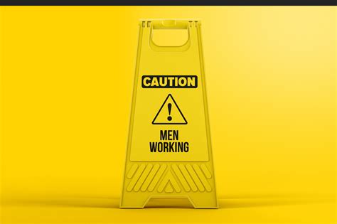Download Plastic Caution Floor Sign Board Mockup in Indoor ...