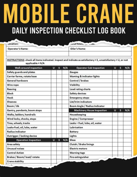 Buy Mobile Crane Daily Inspection Checklist Logbook Mobile Crane