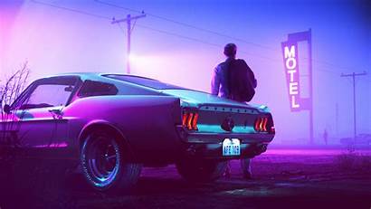 Retrowave Mustang Fastback 1967 Background