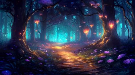 Premium Ai Image Fantasy Fairy Tale Background With Forest And