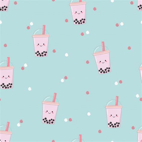 Premium Vector Cute Seamless Bubble Milk Tea Pattern Bubble Milk