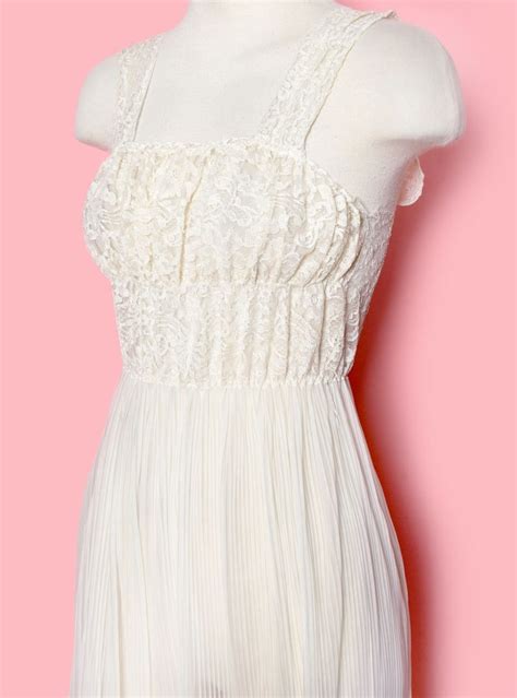 40s White Lace Vintage Lingerie Gown Lace Wedding Bridal Etsy