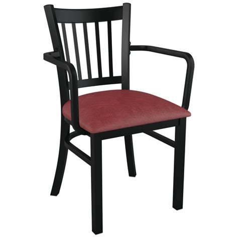 Large selection of restaurant chairs for sale that include wood and metal chairs. Metal Vertical Slat Restaurant Chair with Arms