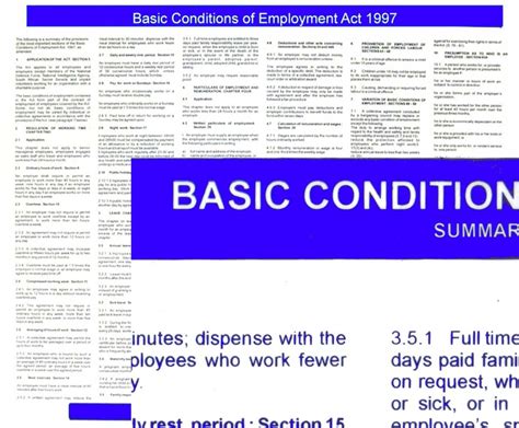 Poster Summary Of Basic Conditions Of Employment Act 2021 Version