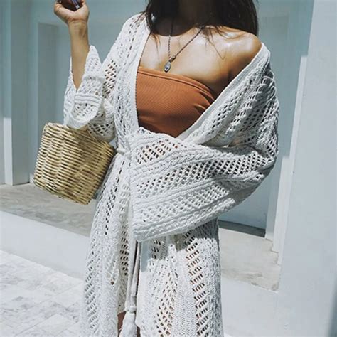 buy summer knitting beach cover up cardigan women blouse long sleeve tops 2018
