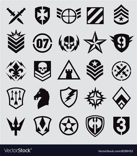 Various Military Icon Symbol Designs Suitable For Multiple Uses