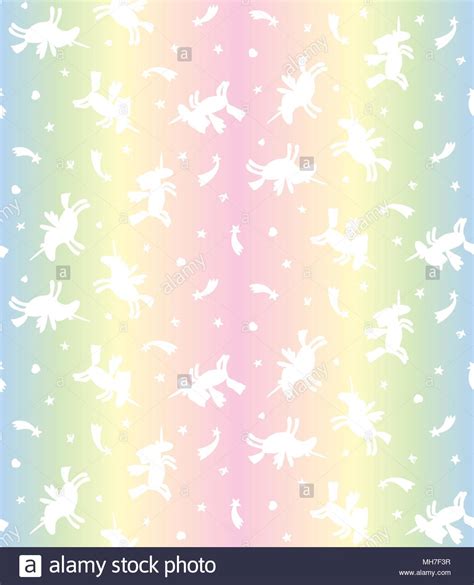 Vector Seamless Pattern White Unicorn Silhouette On Pastel