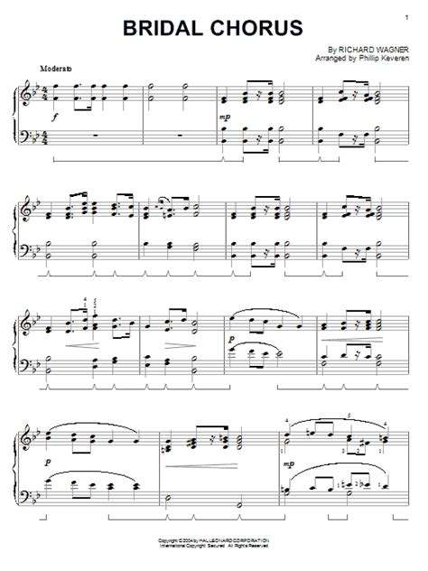 Bridal Chorus Sheet Music By Richard Wagner Piano 70663