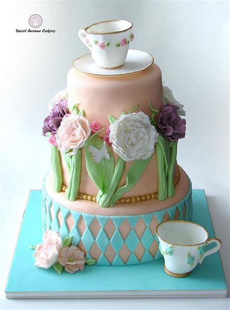 Vintage Garden Tea Party Cake Cake By Sweet Avenue Cakesdecor