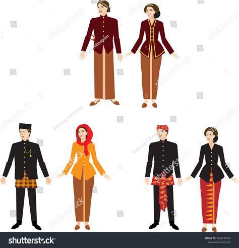 Pakaian Daerah Jawa Betawi Sunda Traditional Stock Vector (Royalty Free