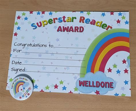 Childrens Superstar Reader Home School Learning Award Etsy