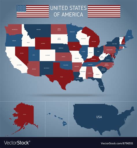 Political Map Of Usa Poster Royalty Free Vector Image
