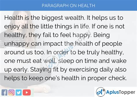 Paragraph On Health 100 150 200 250 To 300 Words For Kids Students