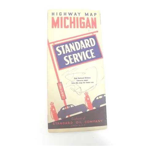 1950s Standard Oil Company Map Of Michigan Touring Guide Gas Oil Promo