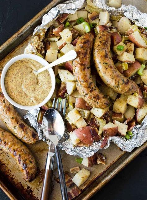 Add sausage to pan, and cook 3 minutes on each side or until browned. Chicken Apple Gouda Sausage Recipe / Grilled German Potato ...