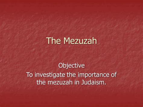 The Mezuzah Teaching Resources